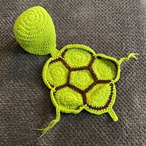 Photo prop crocheted turtle infant outfit